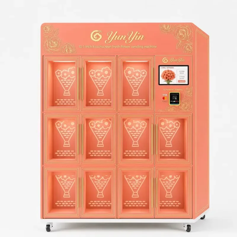 Commercial Unmanned Vending Machine for Floral Bouquet 11 Slot Capacity Self Service Vendor with Compressor Cooling and Wi-Fi