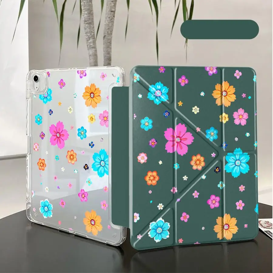 Bright Wildflower Holder Cover Tablet Case For iPad Pro 2025 Air 4 5 M3 M2 M4 11inch Mini 6 7 Pro 11th 10th 9th 8th 7th 12.9inch