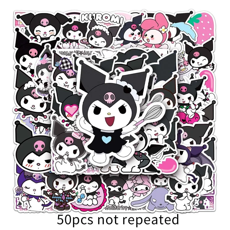 50Pcs Cute Cartoon Sanrio Stickers Pack My Melody Kuromi Handbag Decoration Stickers Cinnamoroll Children's Gift Sticker Bag