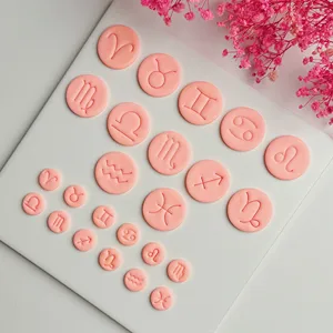 قوالب قطع طين البوليمر لأقراط قلادة DIY ، سلسلة كوكبة ، ليو ، ميزان ، حوض السمك ، الأسماك ، برج الحمل ، ختم الخط أعلى 12 مبيعات الراتنج قالب سكين مقبض - No10