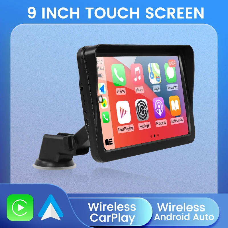 

Universal 9-inch car radio multimedia video player, wireless Carplay and wireless Android auto support for reverse camuch screen