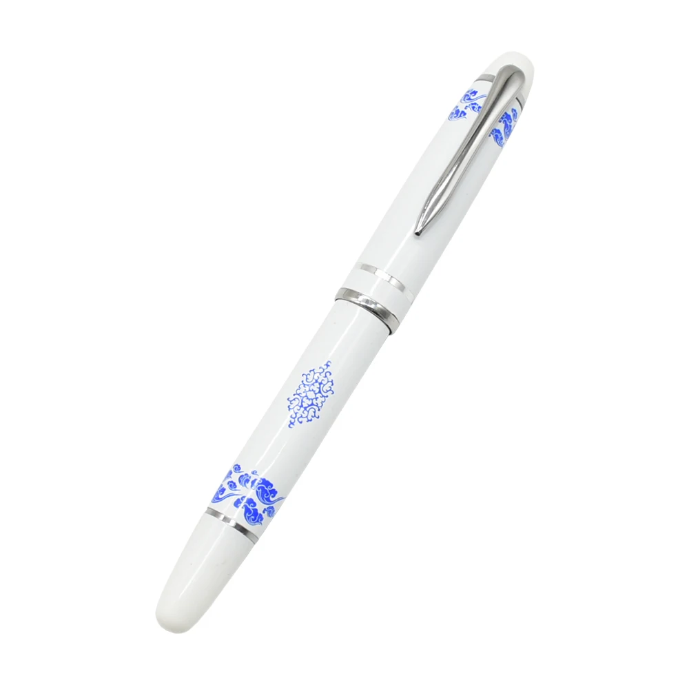 Hot New Chinese Blue and White Porcelain Pattern Medium Nib Fountain Pen Stationery Office School Supplies Gift Ink Pen