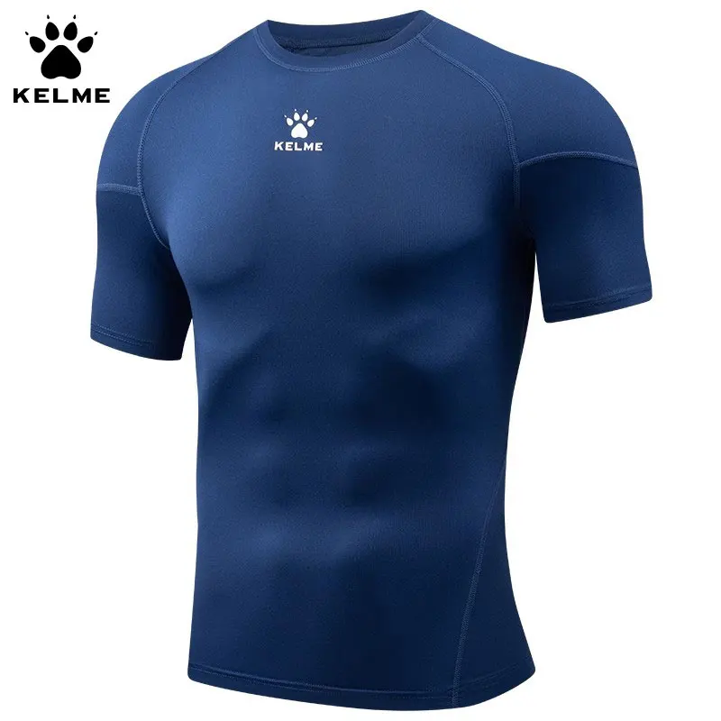 Kelme Fitness T-shirt Men's High Elasticity Breathable Tight Clothes Round Neck Basketball Running Training Short Sleeves