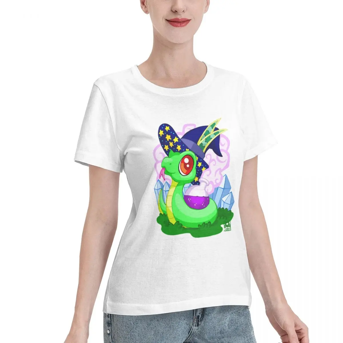 Oversized Option Witch S Familiar Snake Women's T-shirt Casual Street Short Sleeve Casual Top