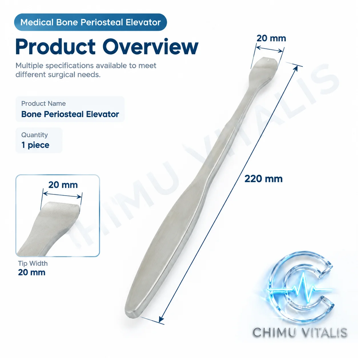 【CHIMU VITALIS】 Periosteum Stripper Stainless Steel Single Double Ended Truncated Instrument