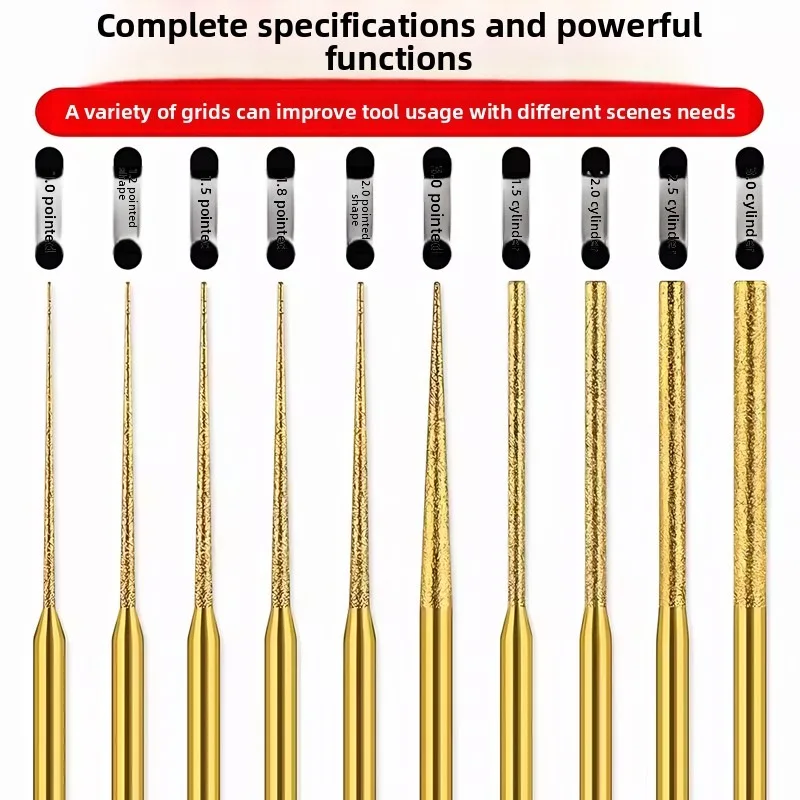 30PCS Diamond Burr Bits Drill Kit 3mm 1/8" Shank for Rotary Tool Metal Glass Stone Shells Jewelry Making