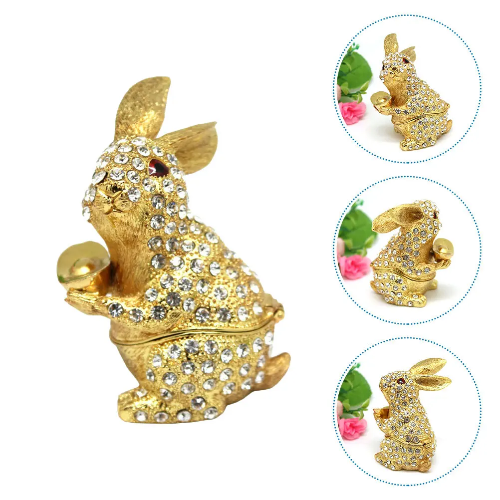 Alloy Jewelry Box Exquisite Rabbit Shaped Storage Organizer Earrings Container Valentine Gift Ring Mini Box Earrings Container