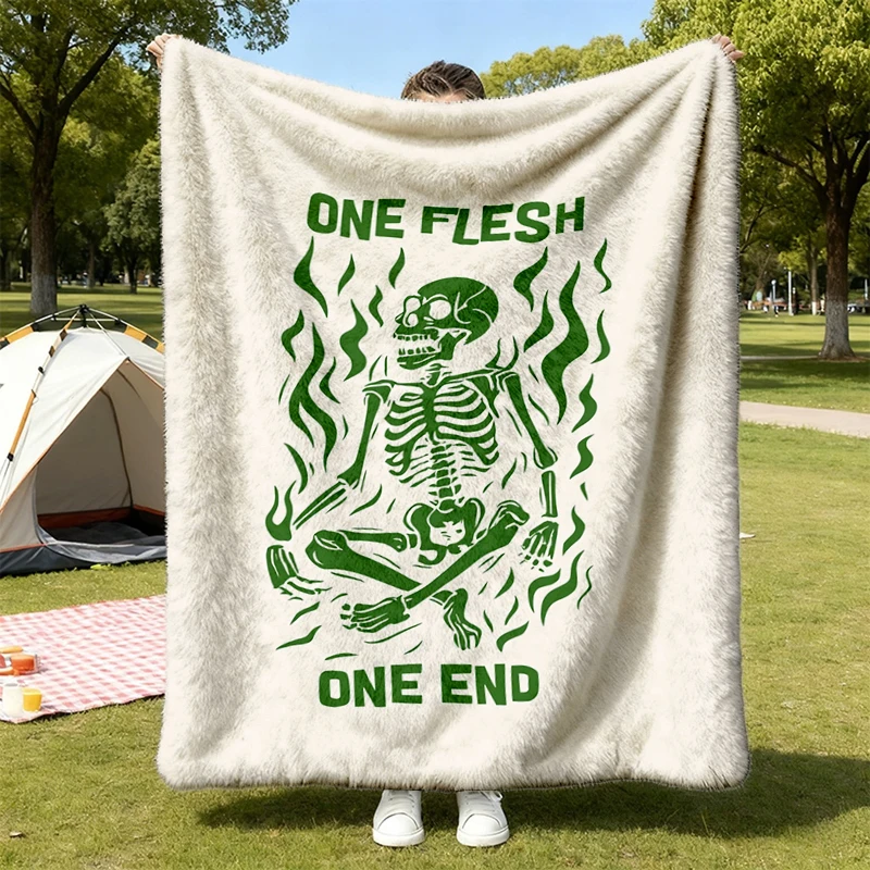 One FLESH One END the locked tomb, gideon the ninth, necromancy, necromancer, book lover gift, bookish Flannel Throw, bo