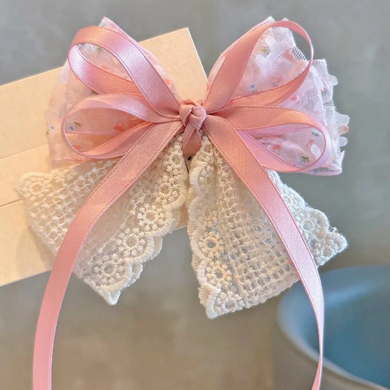 

18 PCS/Lot, Women's Hair Clips Lace Ribbon Bow Cute Kawaii Sweet Girl's Barrettes Fashionable Trendy Hair Accessories