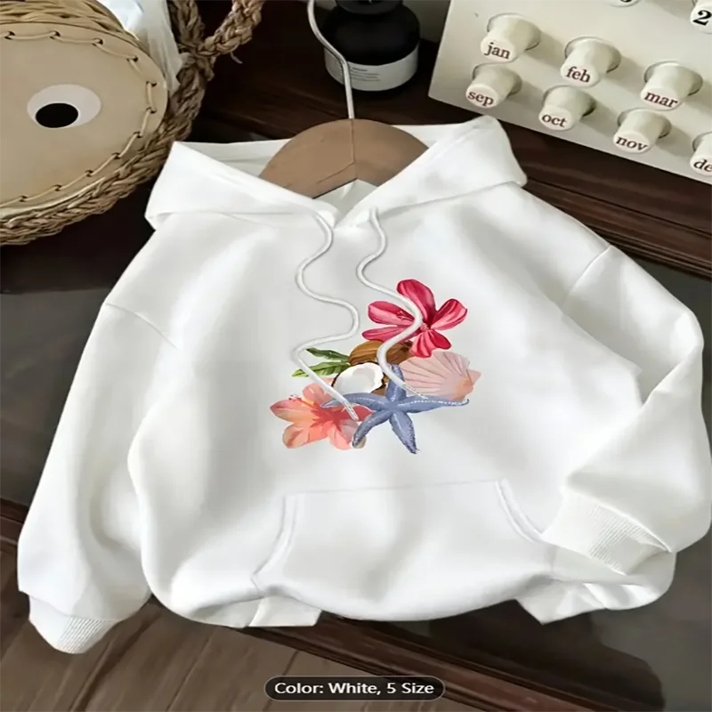 Sudadera con capucha informal con estampado Floral para mujer, jersey de manga larga acogedor con bolsillo de canguro, ropa cómoda, algodón puro, lavable a máquina