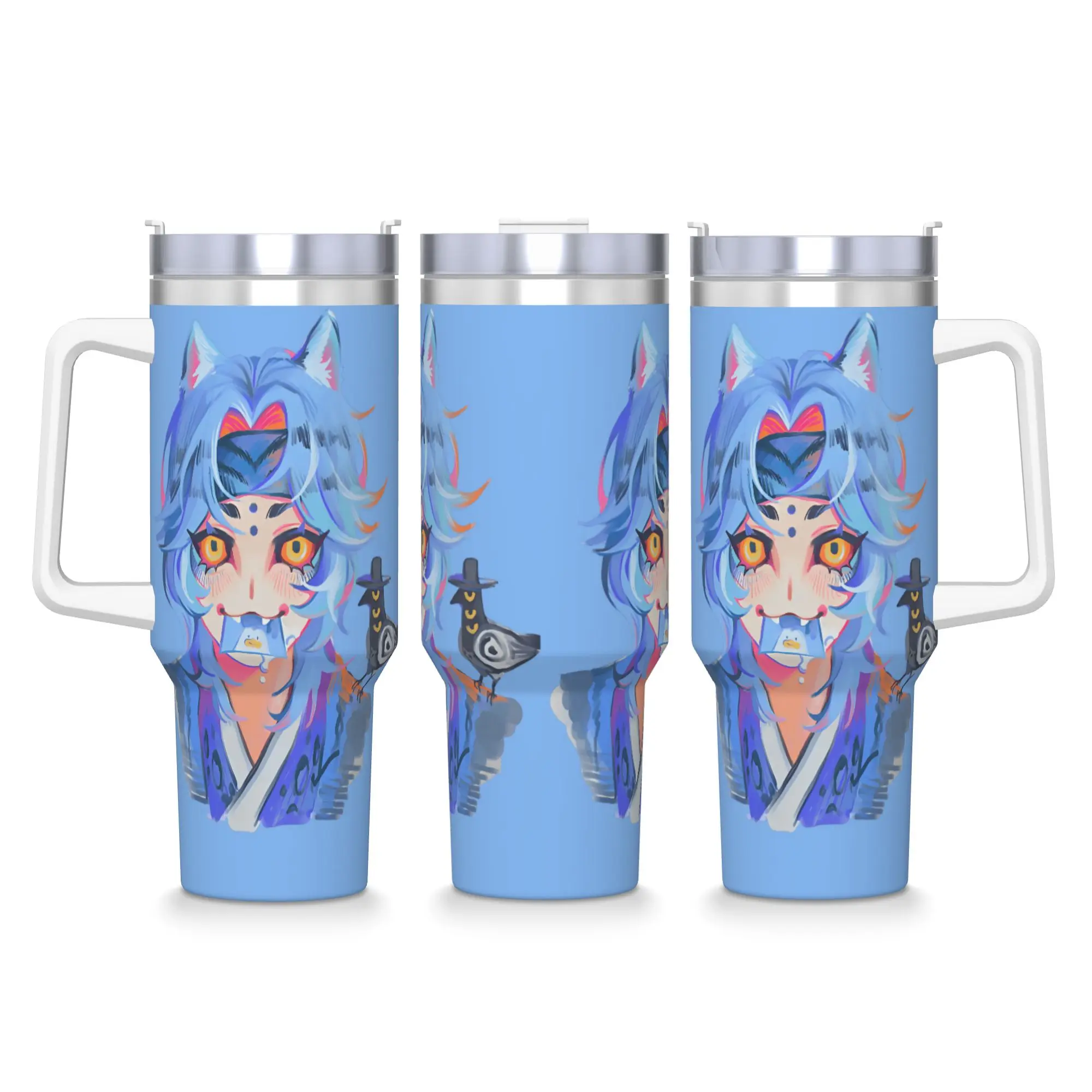 

Kpop Demon Hunters Stainless Steel Tumbler Kpop Saja Boys Tiger Fan Art Travel Thermal Cups Mugs Cup Cold and Hot Water Bottle