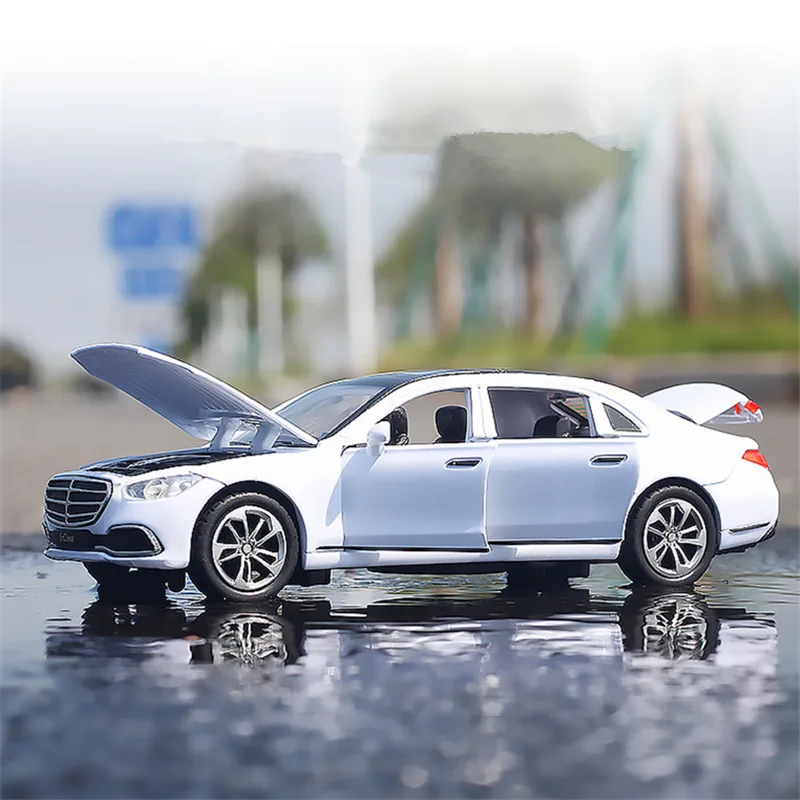 Maybach-S400 Alloy Metal Diecast Car Model, Alta Simulação, Som e Luz, Veículo de Luxo, Presente Infantil, 1:32