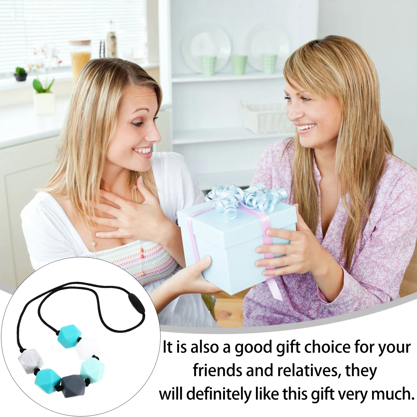 

Safe Teething Toy Toddler Necklace Infant Baby for Mom Newborn Molar Colorful Drooling