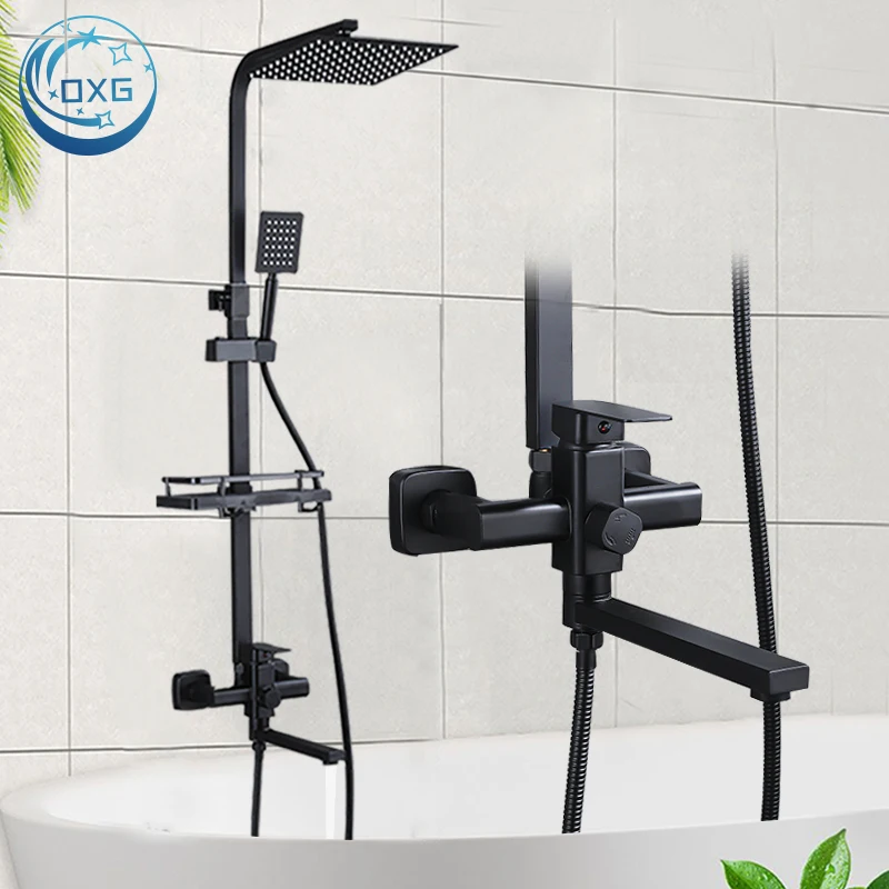 

OXG Brass Shower Faucet Set,Bathroom Faucet Shower System,Modern Shower For Bathroom Height Adjustable Black/Chrome