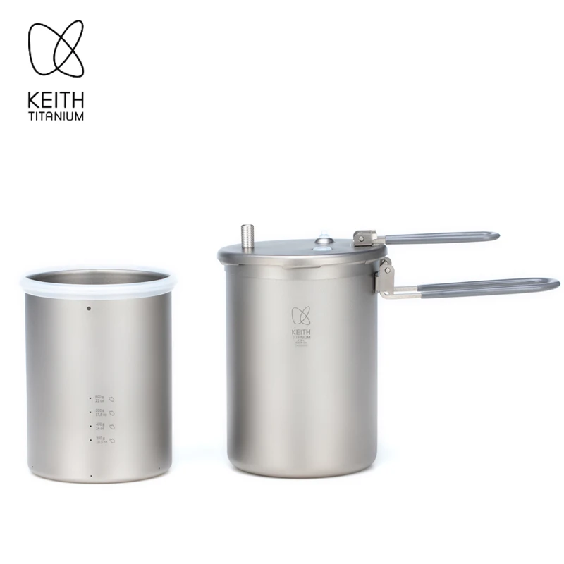 KEITH Titanium Plateau Pressure Pot 1.8L High Altitude Ultralight Camping Pot with Storage Net Bag for Outdoor Hiking Ti6302