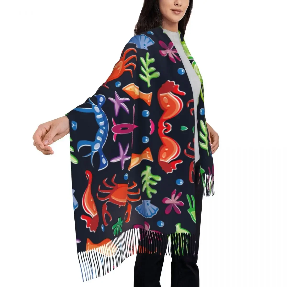 Crab And Shrimp fish Womens Warm Winter Infinity Scarves Set Blanket Scarf Pure Color