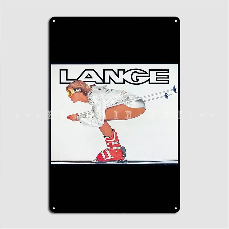 Lange Ski Girl Metal Plaque Poster Wall Mural Home Vintage Plaques Tin Sign Poster