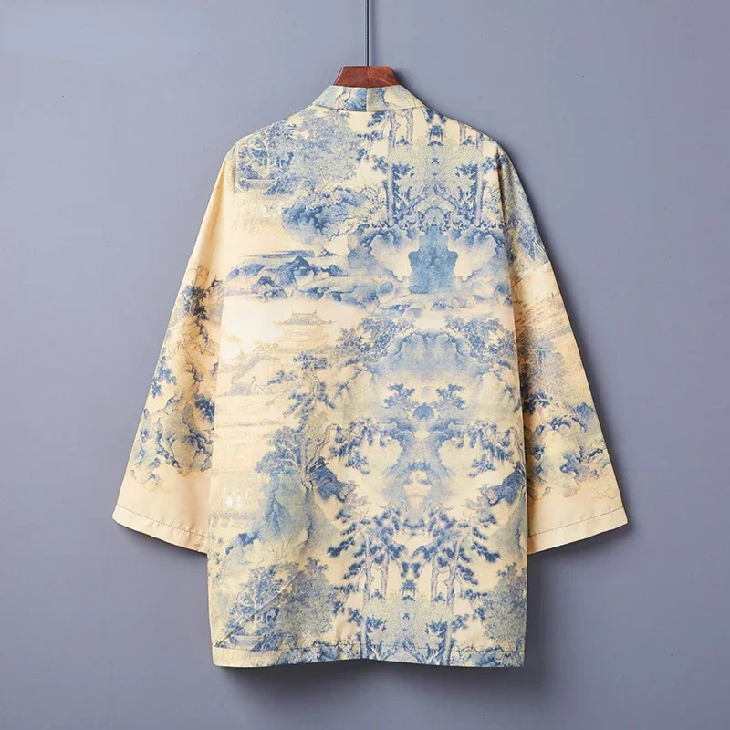 

New Yukata Kimono Men Japanese Kimono Cardigan Traditional Beach Coat Costume Streetwear Cardigan Blouse Haori Loose Robe