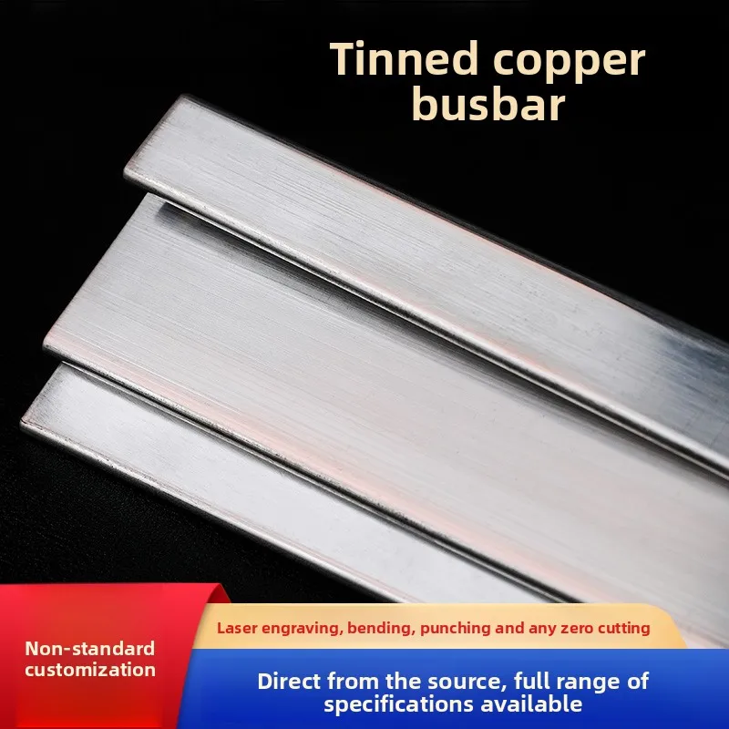 

Tinned Copper Busbar T2 Pure Copper Flat Bar 20 25 30 40 50mm Zinc Plated Electrical Conductor