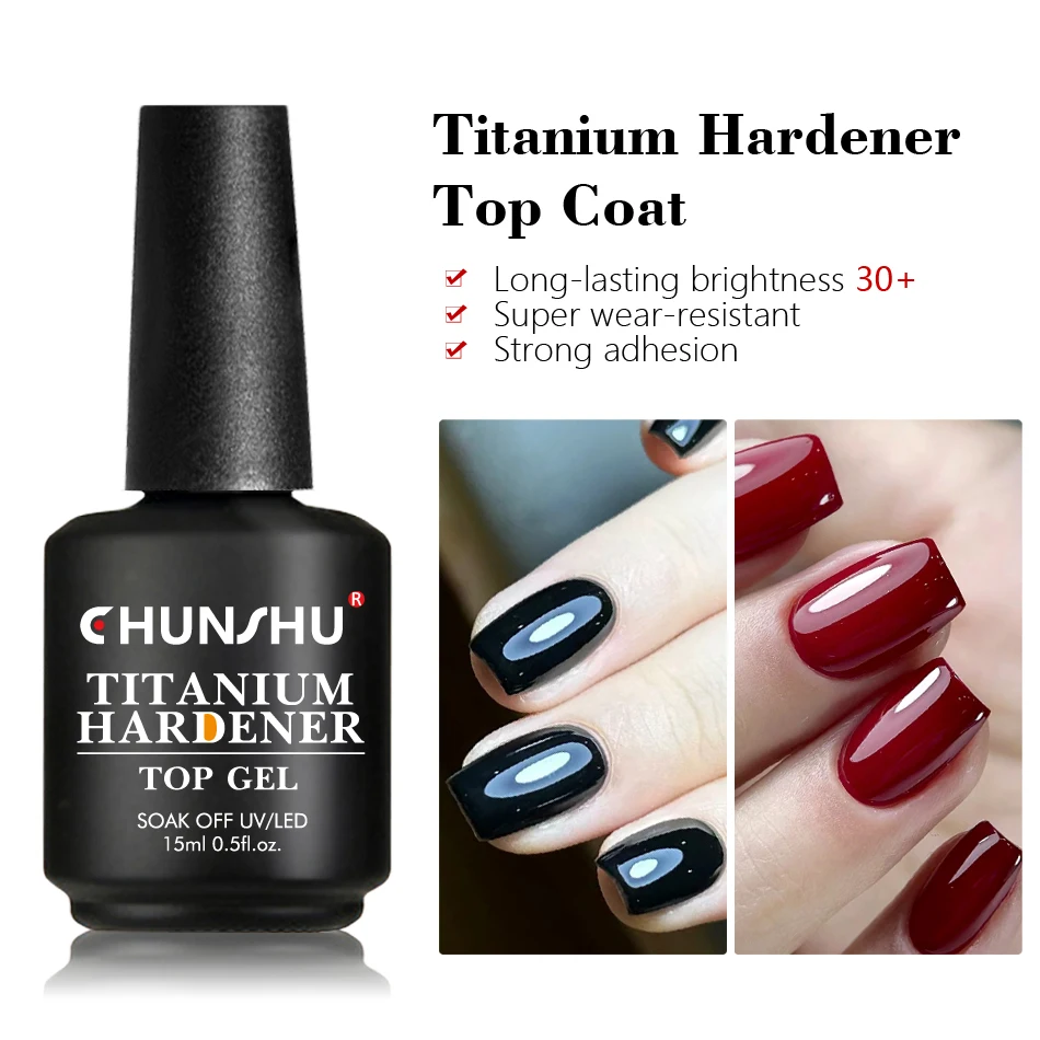 CHUNSHU Titanium Top Coat High-capacity 15ml No Wipe UV Gel Nail Polish Sealing For Manicure Super Shining Professional  Varnish