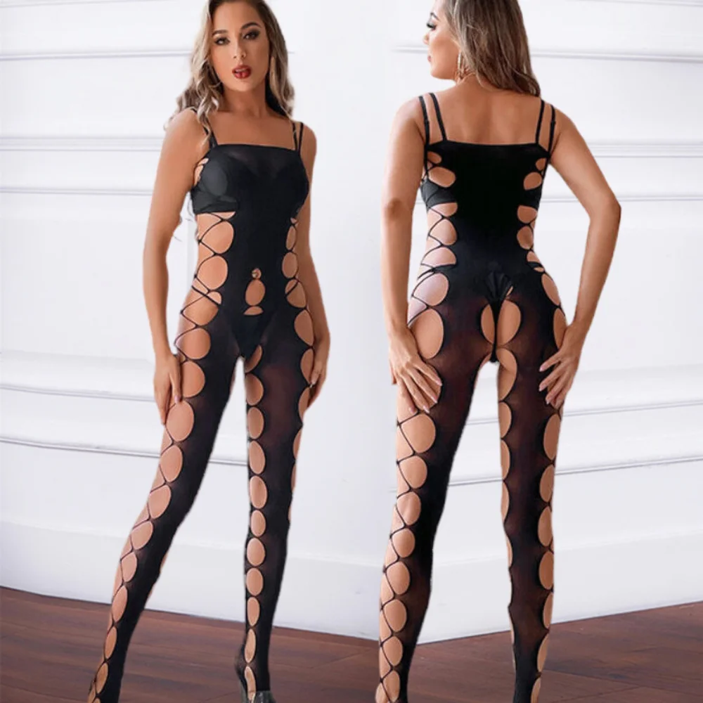 

2024 New Hot One-piece Full Body Stockings Costume Women's Fishing Net Tight Lingerie Ladies Erotic Mesh Transparent Body Suit