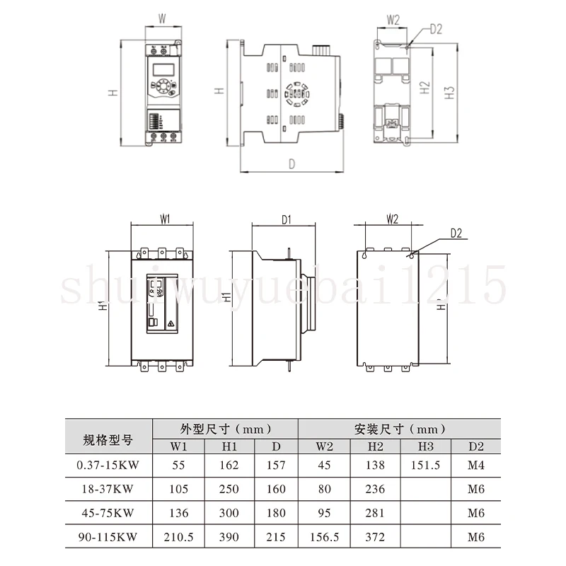 380V Three-phase Motor Between 304-456V Built-in Bypass Soft Starter Cabinet 5.5/7 5/11/15 KW