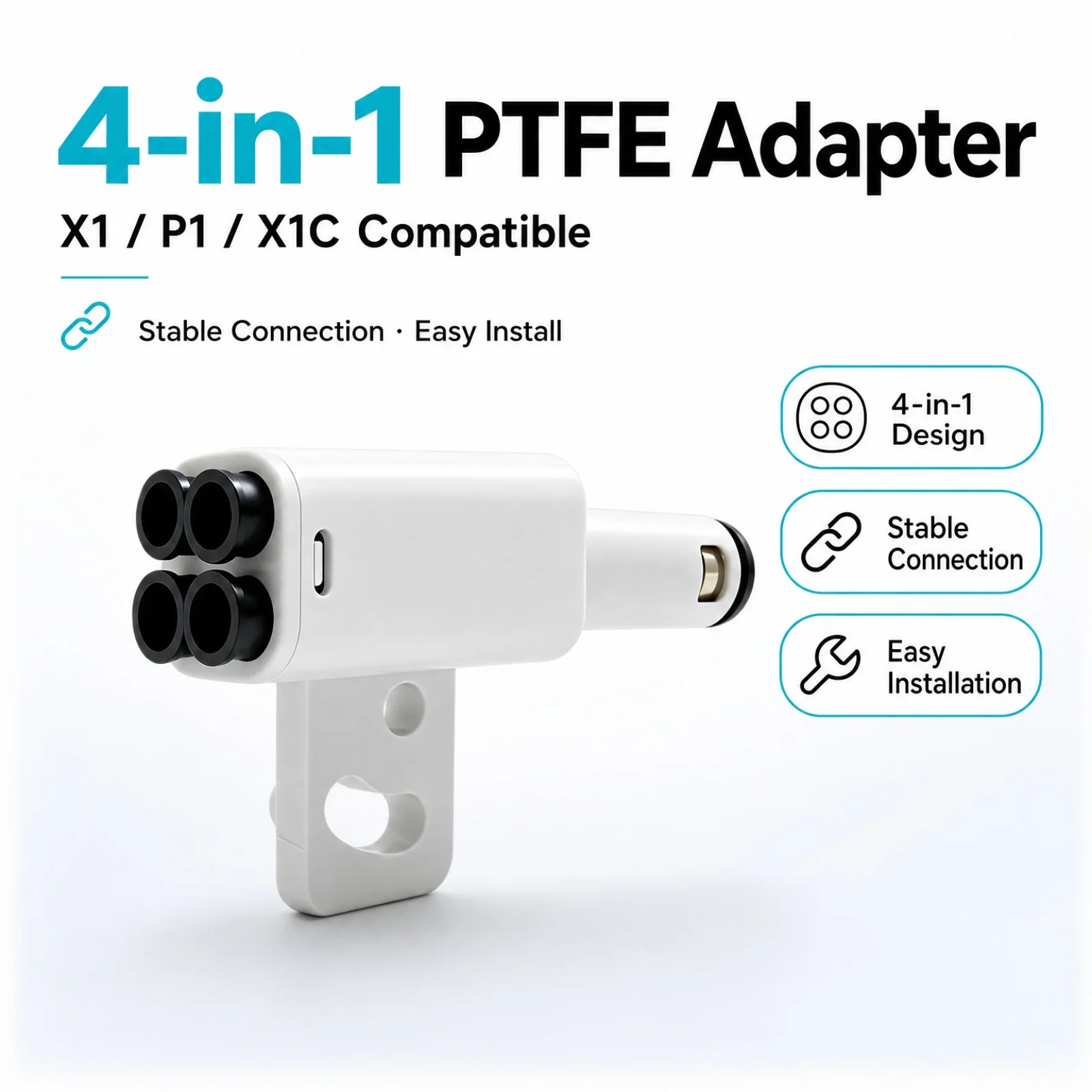 4-in-1 PTFE Adapter Filament Pipe Expansion Port 4 Feeding Modules Material Tube Extension Port for Bambu Lab X1/P1 3D Printer