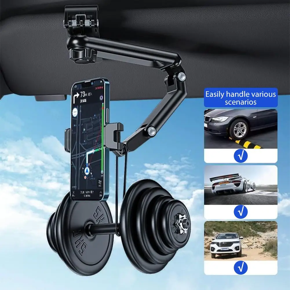 Multifunctional Sun Visor Phone Holder for Car 360° Rotating Sun Visor Cell Phone Holder with IPhone/Samsung/Android