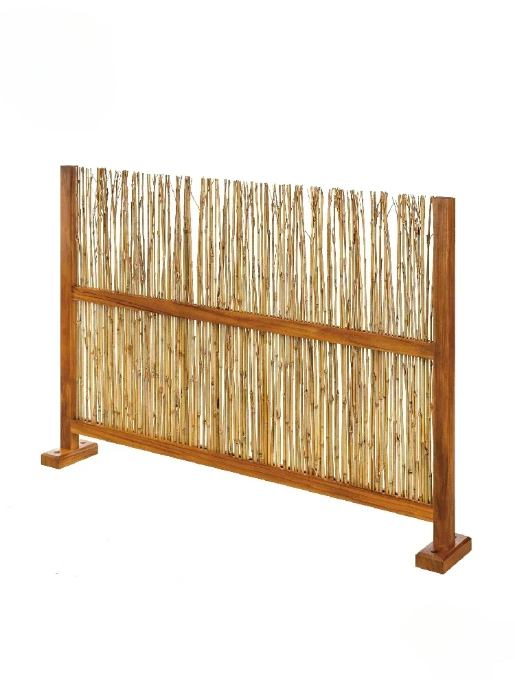 Courtyard Teak Bamboo Screen Fence Outdoor Garden Partition Fence Balcony Background Wall