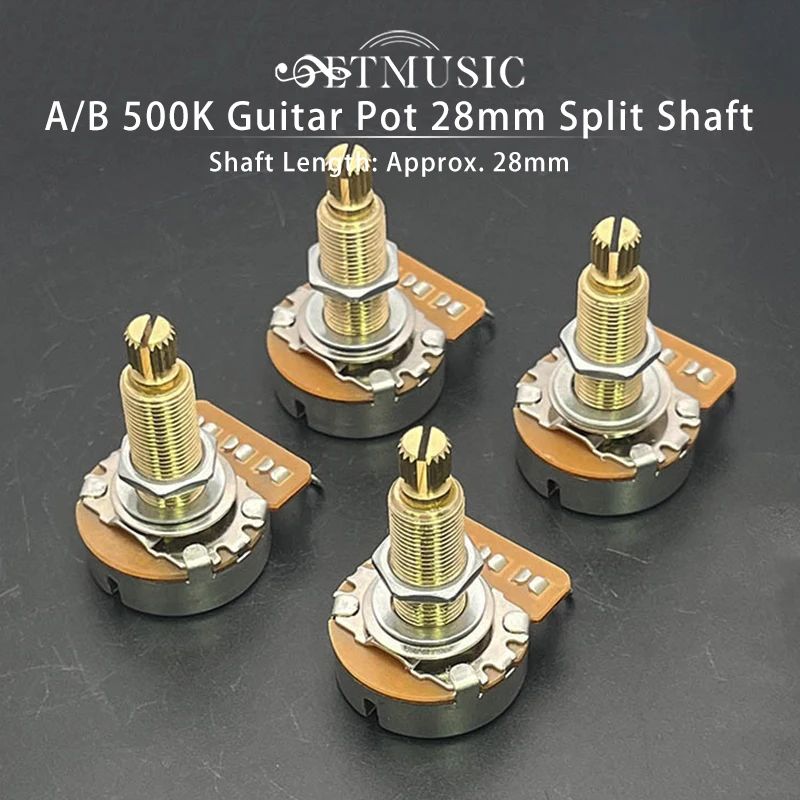 4Pcs, 28mm Long Split Shaft 500K Guitar Pots Guitar Potentiometer A500K/B500K Volume/Tone Potentiometer for Electric Guitar