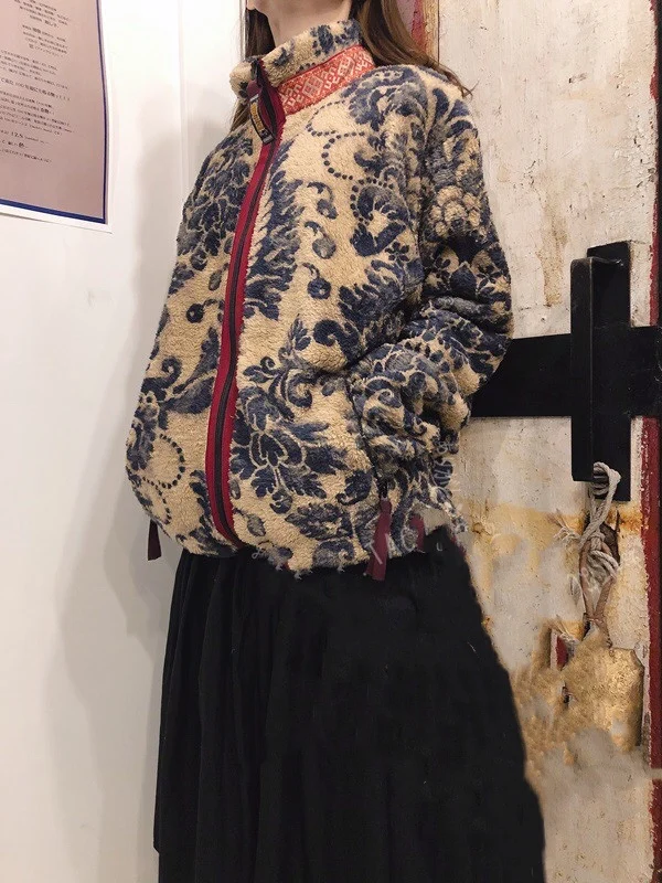 

Warm Fce Jaet Zipper Casual Retro Kapital Autumn Winter Coat Long Sve Youth Trendy Outerwear Loose Fit Regular Length