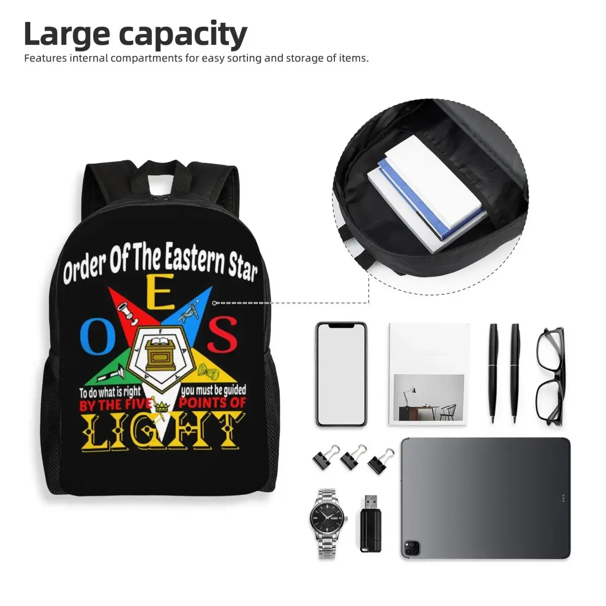 Custom Order Of The Eastern Star Logo Laptop Backpack Women Men Basic Bookbag for College School Student Bag
