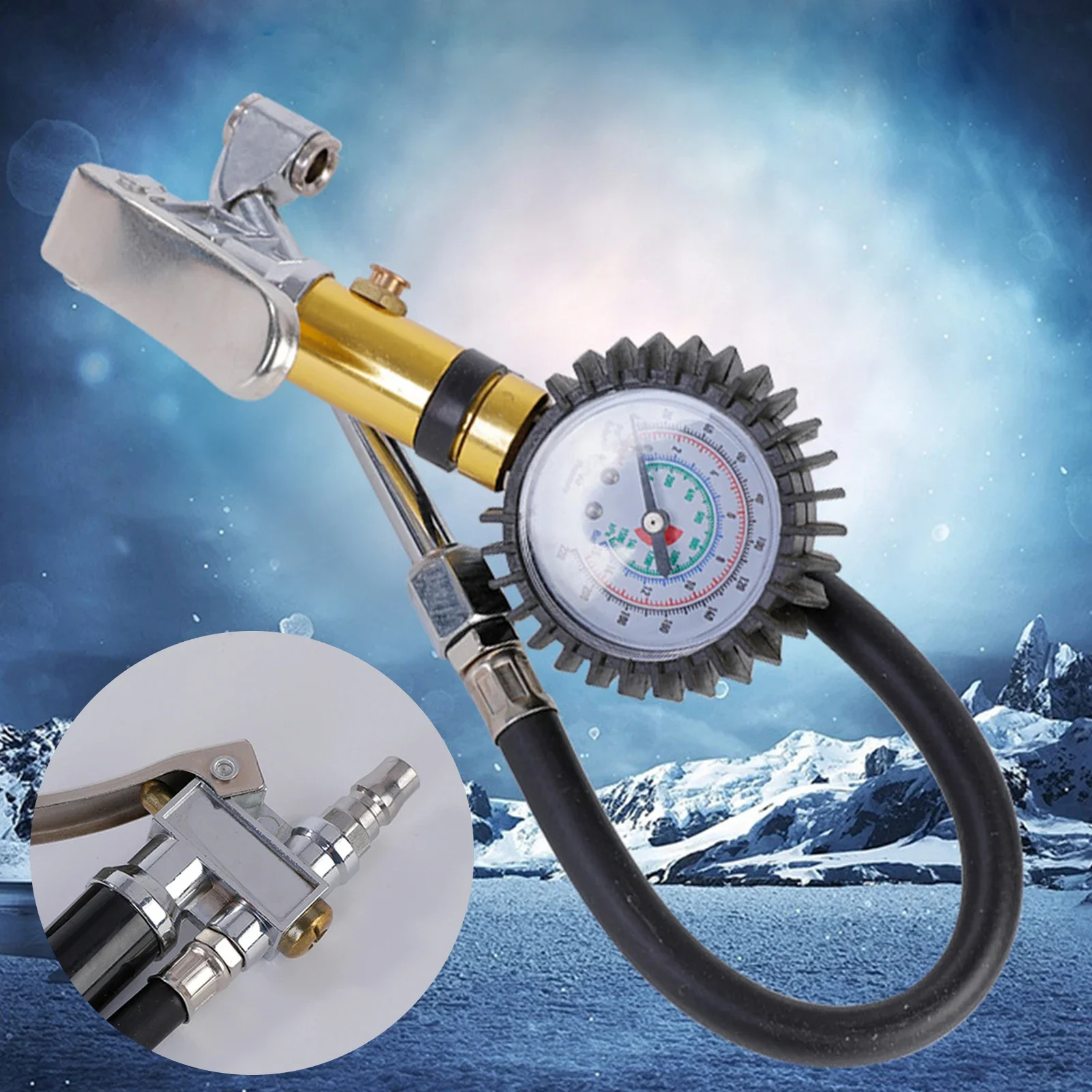 Tire Pressure Gauge with Inflator High-precision Auto Handled Tire Inflator Pressure Gauge for Motorcycle