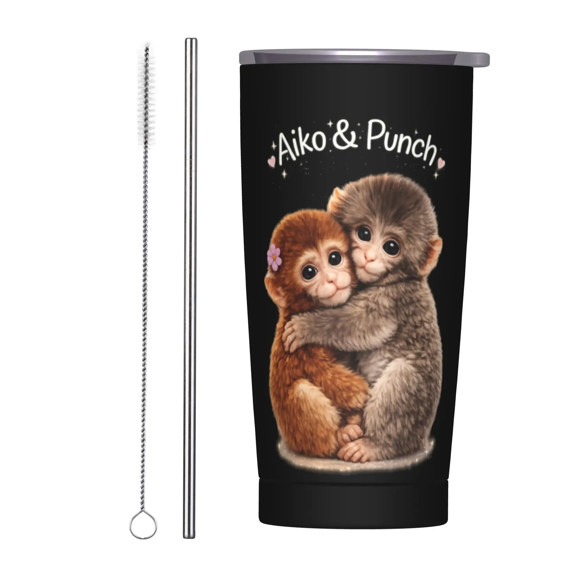 Stainless Steel Tumbler Monkey Punch Aiko Cute Animal Friendship Coffee Mug  Portable Cold Drink Mugs Cup Travelist Water Bottle