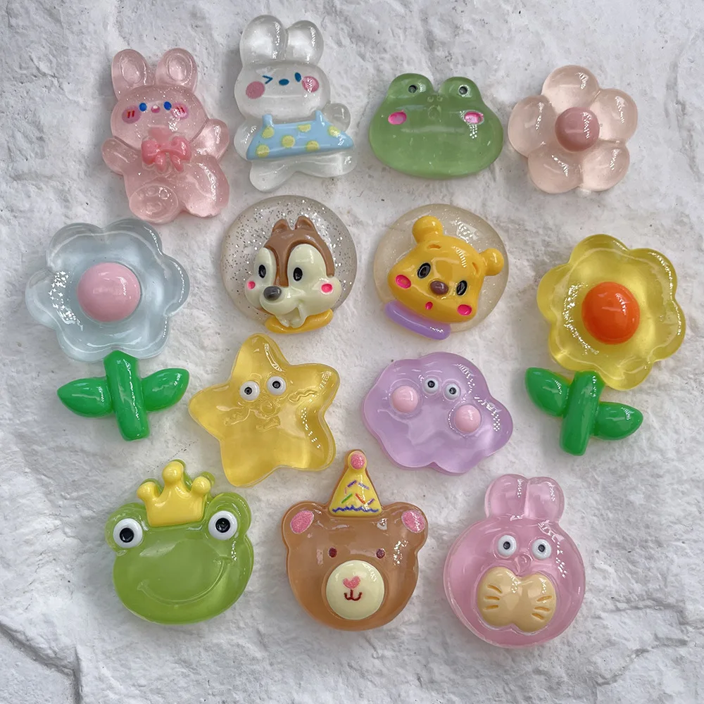 

5pcs Transparent summer classic doll cartoon resin jewelry accessories DIY mobile phone case cream glue handmade hairpin flatbac