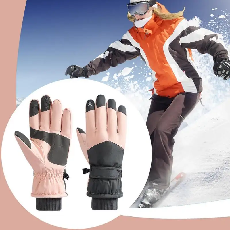 Snow Gloves Touchscreen Snowboard Gloves Cold Weather Gloves For Women Men Anti-Slip Warm Gloves For Skiing Hiking Cycling