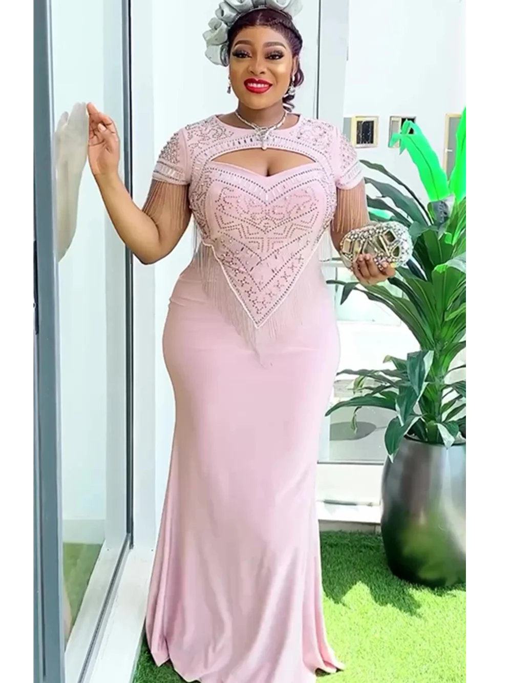 Plus Size African Party Dresses for Women Sexy Bodycon Maxi Dress Elegant Turkey Wedding Evening Gowns Ankara Outfit Robe 2024