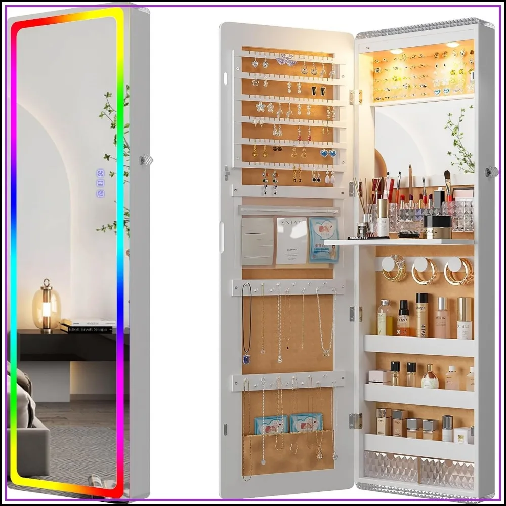 Over Door Jewelry Organizer with LED RGB Lights, 47.2