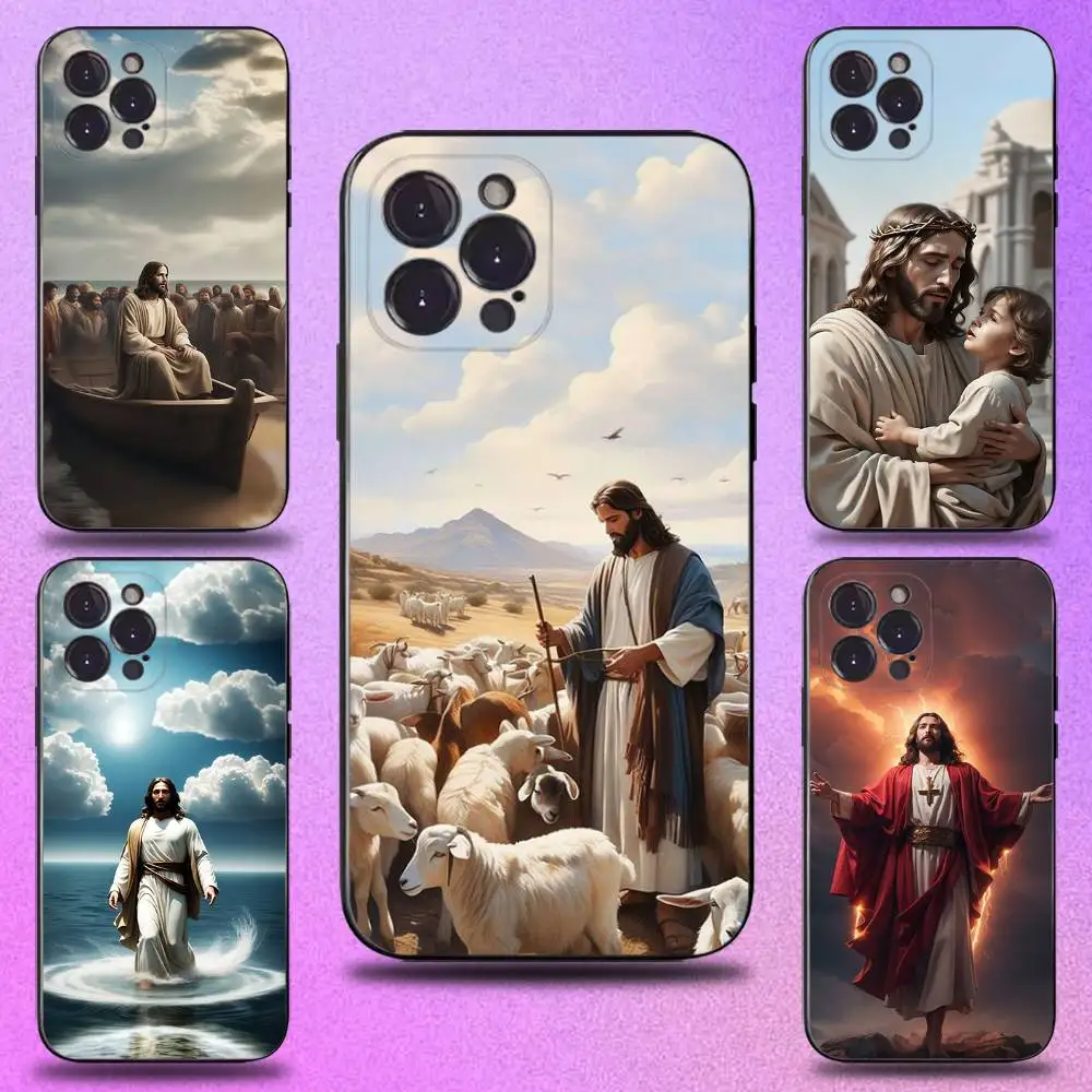 

Jesus Christ God Bless You Phone Case For iPhone 16,15,14,13,12,11 Plus,Pro Max,XS,X,XR,SE,Mini,8,7,Soft Silicone Black Cover