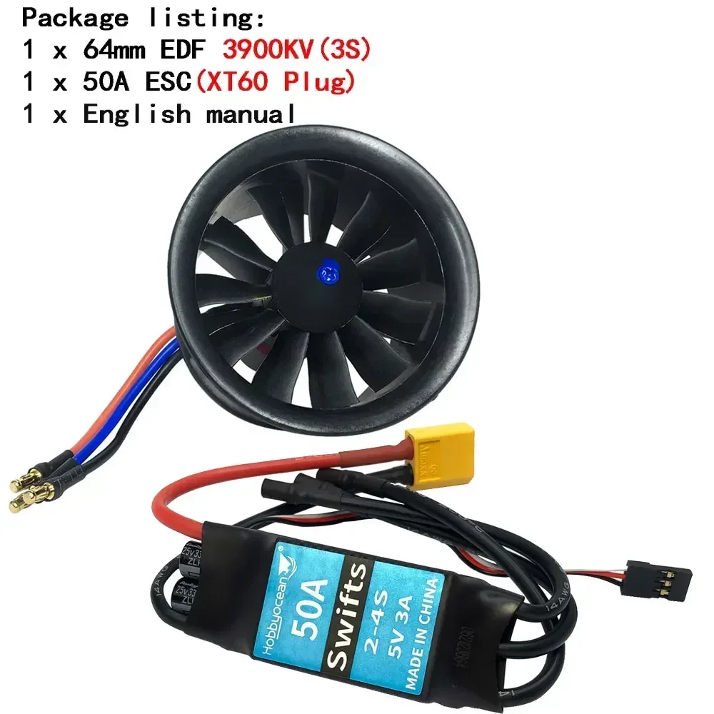 50mm 64mm 70mm 90mm 11/12-Blades EDF Plane Ducted Fan 50A ESC for E-flite Viper RC Jet Airplane Model Spare Parts