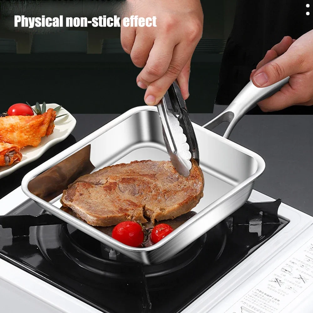 Stainless Steel Tamagoyaki Omelette Pot Non-stick Egg Frying Pan steak Skillet wok Home Gas Stove Pot Induction Kitchen Cookware