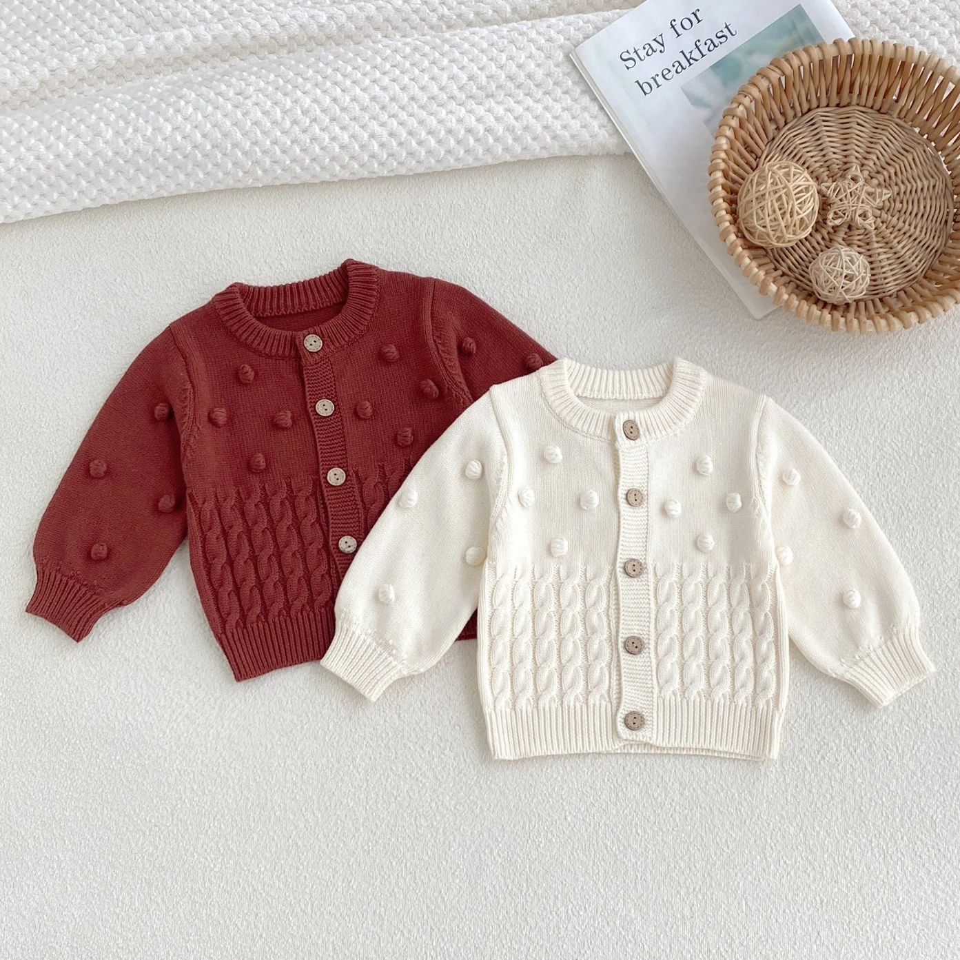 1-4T Toddler Kid Baby Boy Girl Sweater Cardigan Winter Clothes Long Sleeve Warm Knit Knitwear Coat Thick Top Outfit