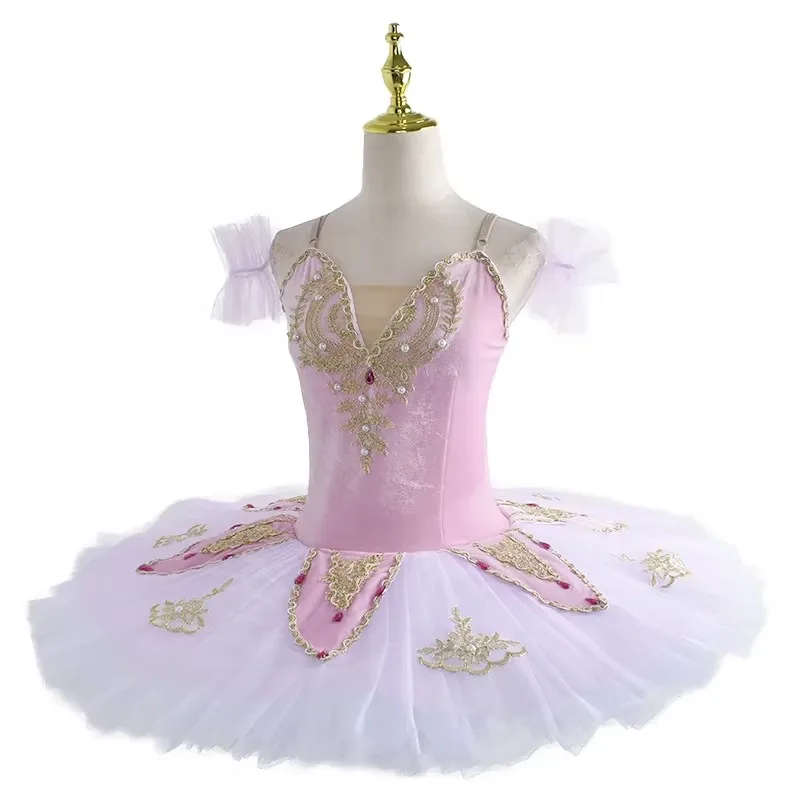 Sukienka Baletowa Dziewczęca Niebieska Profesjonalna Baletowa Sukienka na Ramiączkach Tutu Naleśnikowa Sukienka Baleriny Urodziny Balet Łabędzie Jezioro Kostium Baletowy