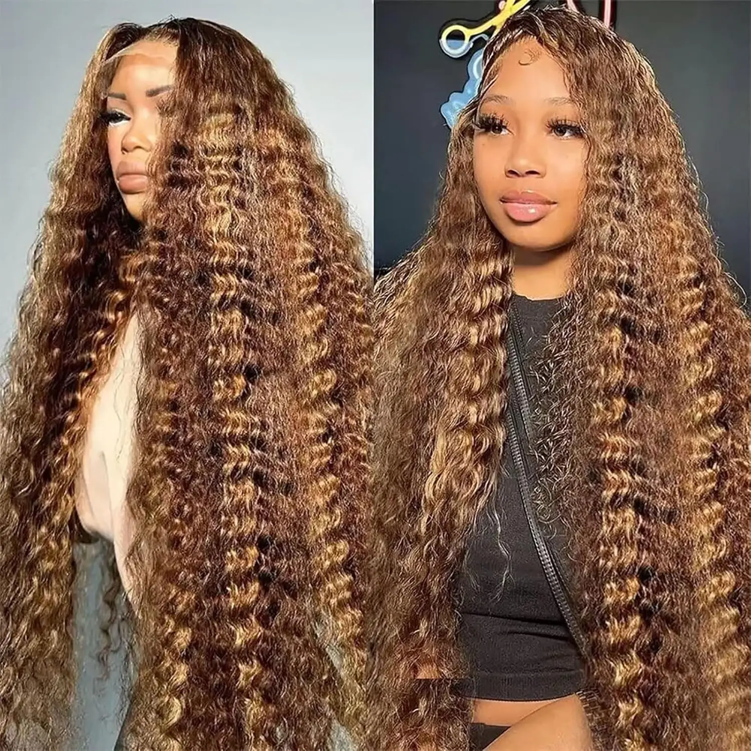 30 inch 13x4 Highlight Ombre Lace Front Wig Human Hair Deep Wave 13x6 Lace Frontal Wig Ombre Blonde Deep Wave Human Hair Wigs