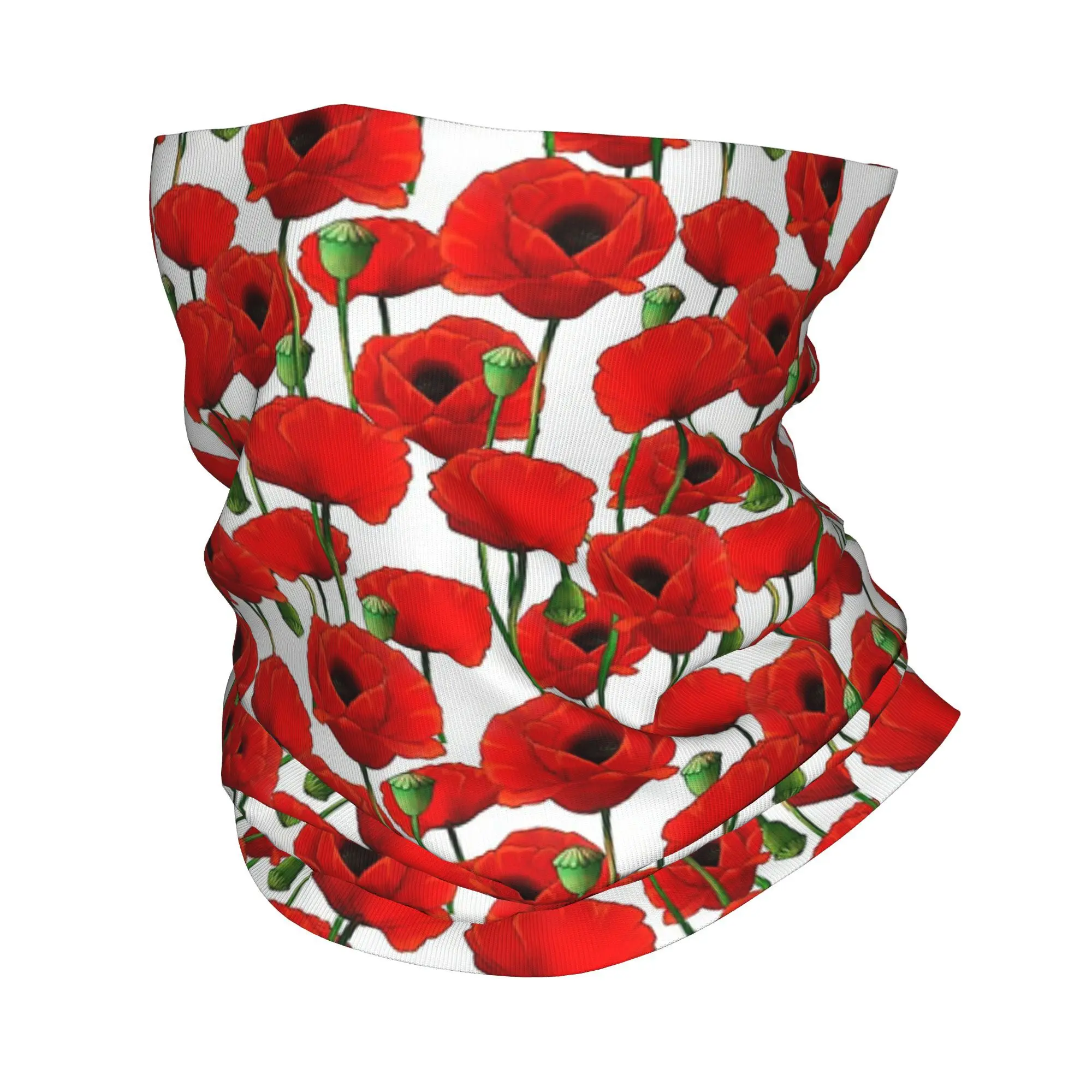 

Poppy Pattern Bandana Neck Gaiter Printed Mask Scarf Warm Face Mask Running Unisex Adult All Season