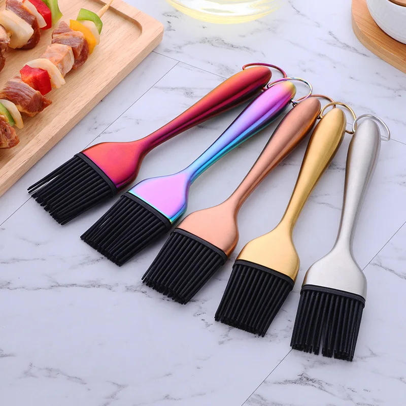 Stainless Steel Silicone Oil Brush, Kitchen Electric Griddle, Pancake Baking, Barbecue Brush, Small Oil Brush