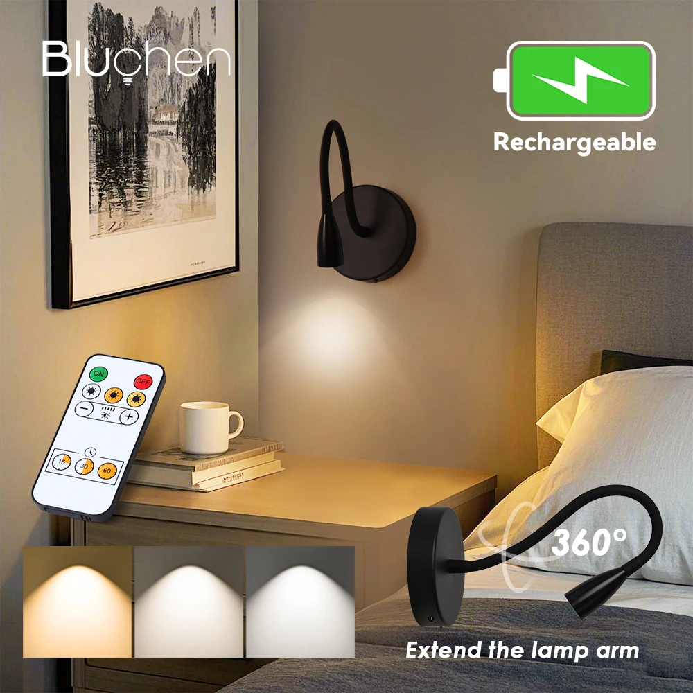 ウォールライト-屋内-電池式-2200mah-壁取り付け用燭台-充電式-調光-磁気-led-ウォールランプ-リモコン付き-ブラック