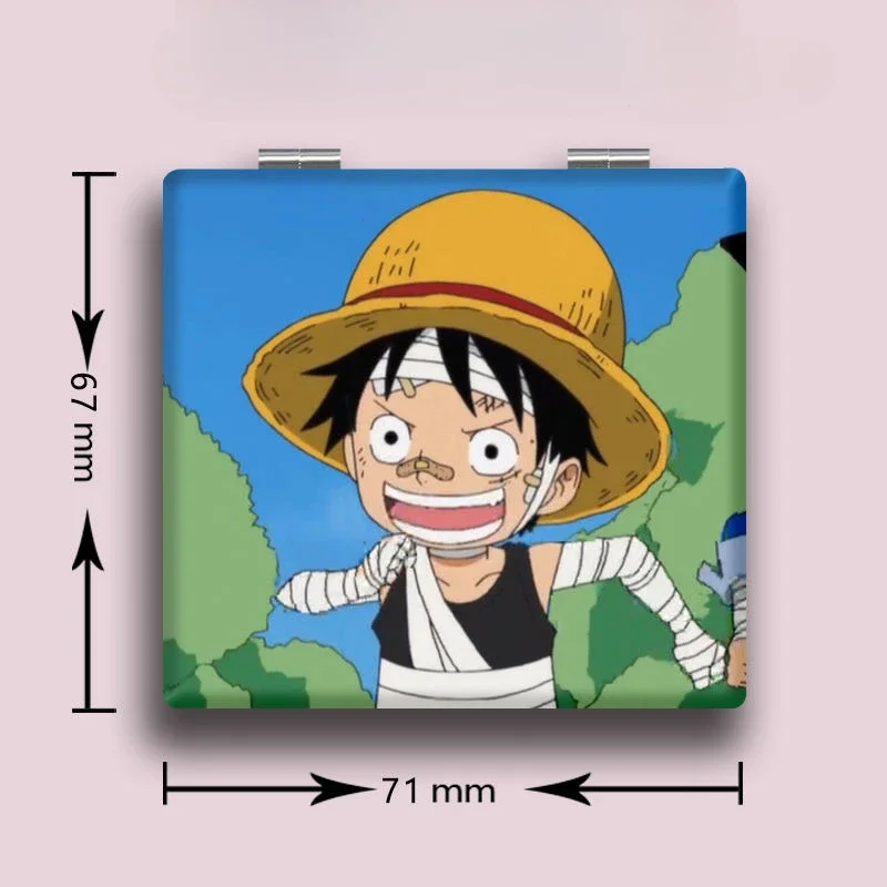 One Piece Makeup Mirror Cartoon Luffy Zoro Nami Usopp Chopper Robin Creative Girls Portable Mini Folding Handheld Makeup Mirror