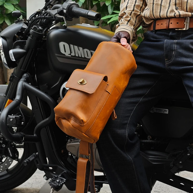 

Мужская сумка через плечо, цилиндрическая сумка из кожи Crazy Horse, сумка на плечо, мужская нагрудная сумка в стиле ретро, легкая роскошная ретро-сумка