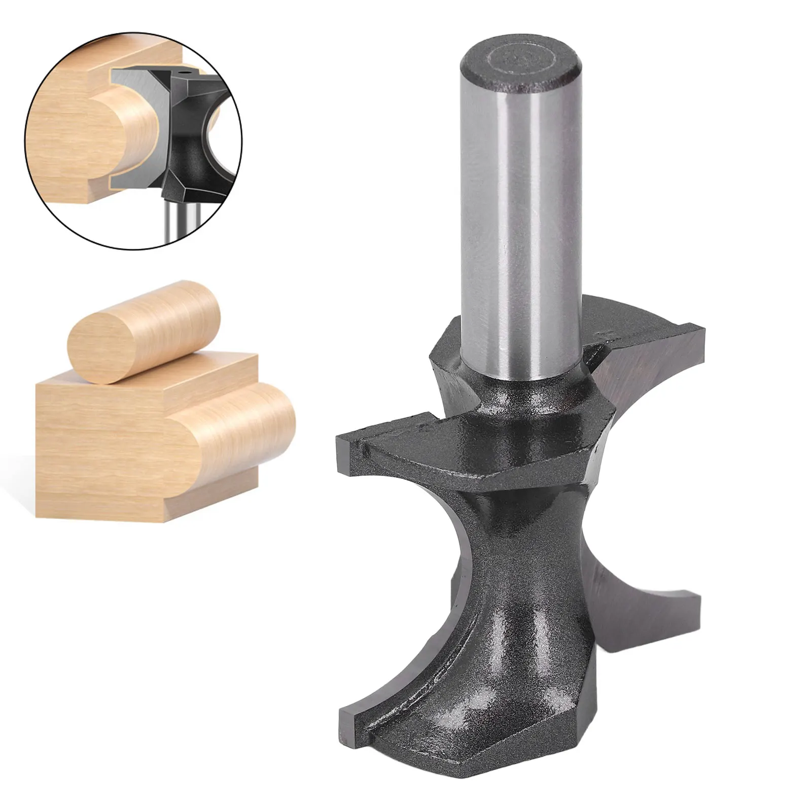 Half Round Edges Router Bit Roundover Router Bit 1/2in Shank 1 1/8in Bead Diameter Half Round Edges Router Bit for Woodworking